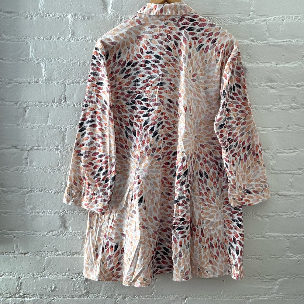 NIC+ZOE Multicolor Printed Button Up Tunic Top Stretch Cotton Pockets Lagenlook - Picture 9 of 15